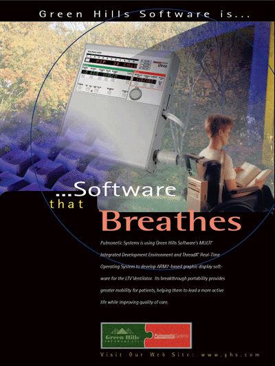 Pulmonetic Systems is using Green Hills Software's MULTI IDE, debugger toolkit and source code analysis tool